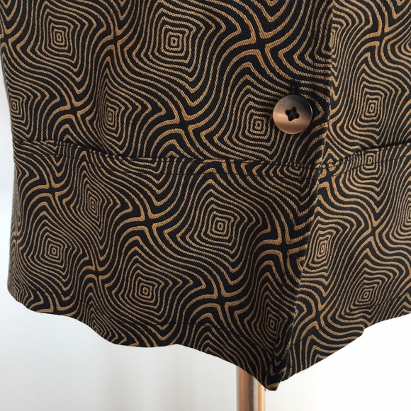 Retro print cropped blazer with drawstring cinch - Picture 3 of 6